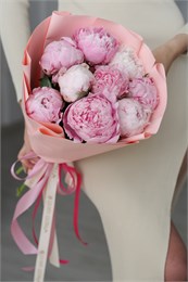 Розовые пионы в пленке (9шт) 45465675676