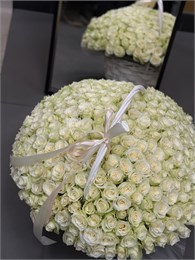 Белые розы Кения в корзине (301шт) 758